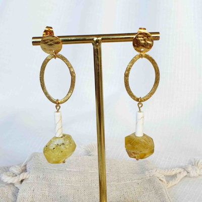 Boucles d'oreilles JAYA opale jaune