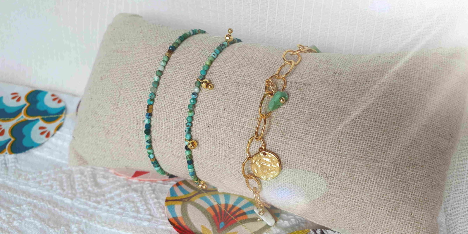 Bracelet KOMAL turquoises KOKILA turquoise USHMA grandes mailles