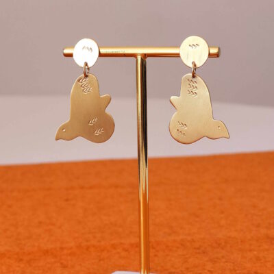 Boucles d'oreilles OISEAU N°1 Présentoir Tissu orange