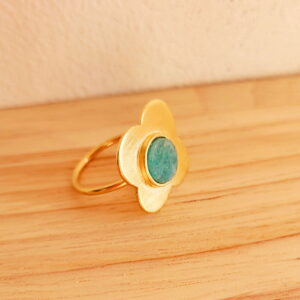 bague Fleur Amazonite bois